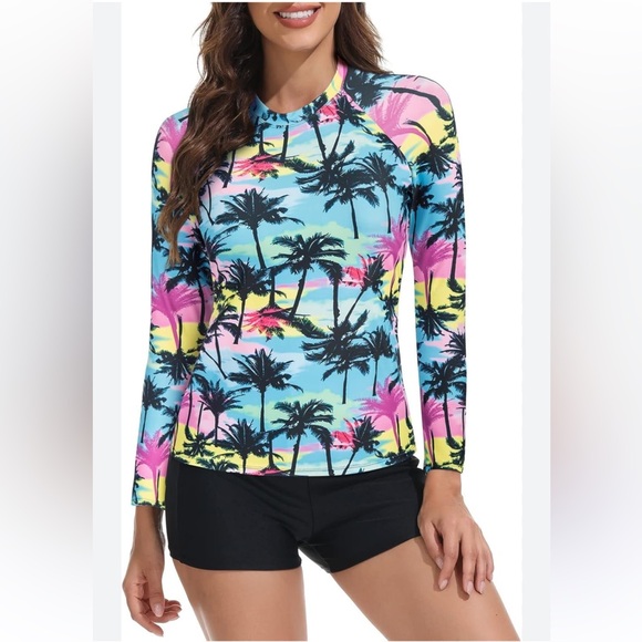 Swimwear Other - Women Two Piece Swimsuit Long Sleeve Boy Shorts Bathing Suit Swimwear Size XL